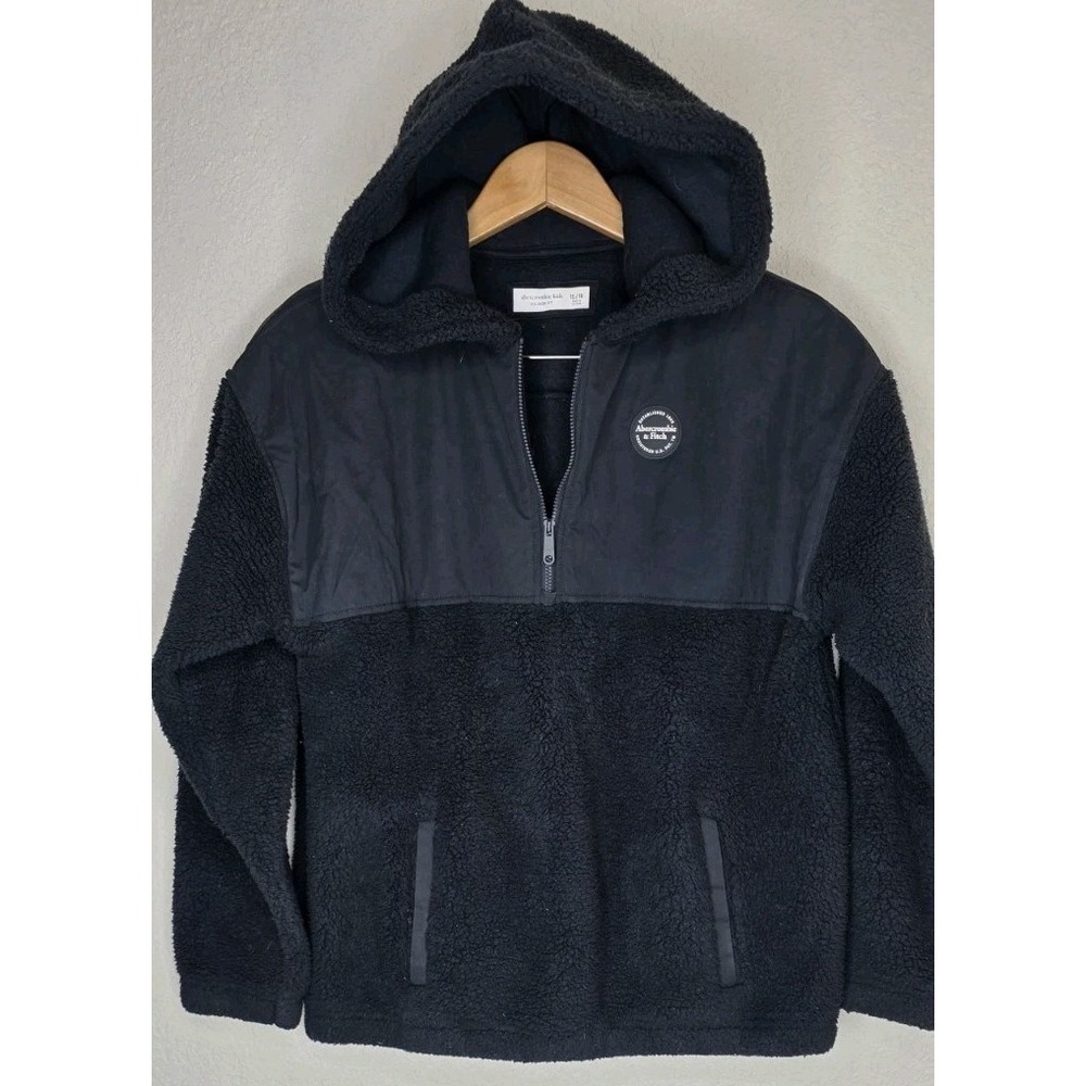 Abercrombie & Fitch Kids Puffer Jacket 15/16 Sherpa Fleece 1/4 Zip Coat Pullover